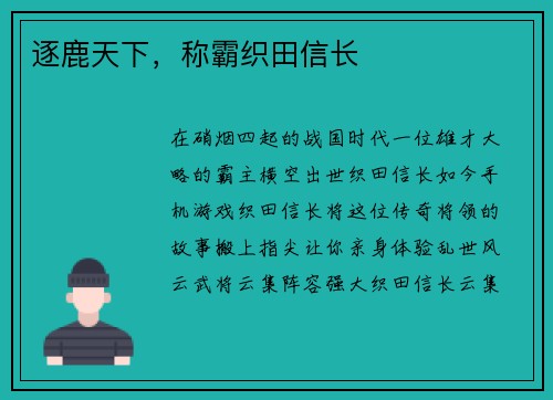 逐鹿天下，称霸织田信长